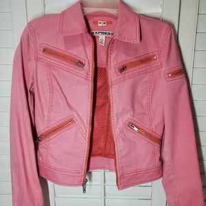 Cotton Candy pink faux denim Party Jacket